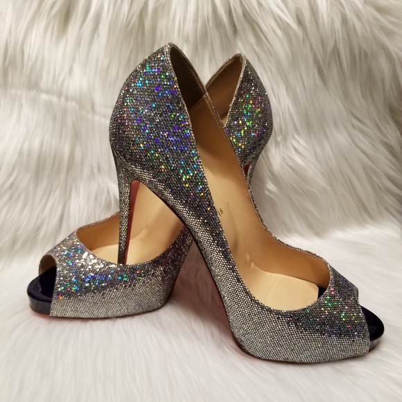 Christian Louboutin Shoes - Christian Louboutin Very Prive Glitter Peep Toe
